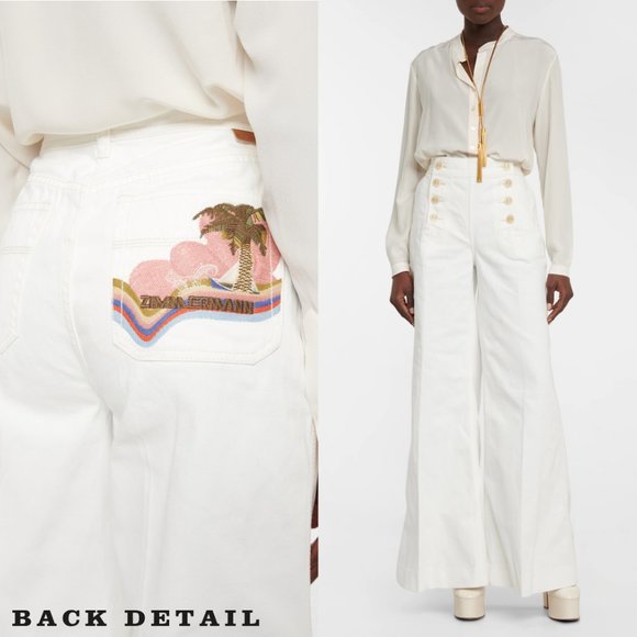 NWT Zimmermann Women's White Postcard High-rise Wide-leg Jeans - Sz 4 US